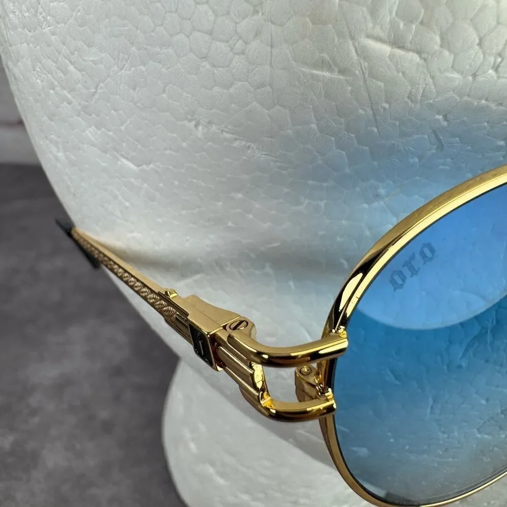 James Oro 808 Collection Gold Frame Blue Lens Sunglasses New